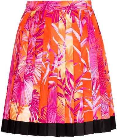 tropical print pleated mini skirt