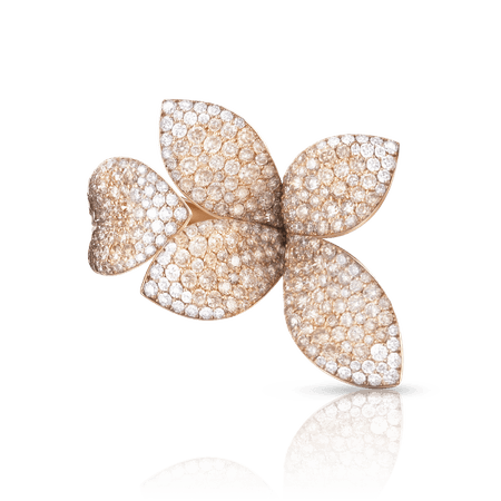 18k Rose Gold Giardini Segreti Ring with White and Champagne Diamonds, Pasquale Bruni