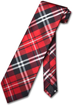 Vesuvio Napoli NeckTie Black Red White PLAID Design Men's Neck Tie at Amazon Men’s Clothing store