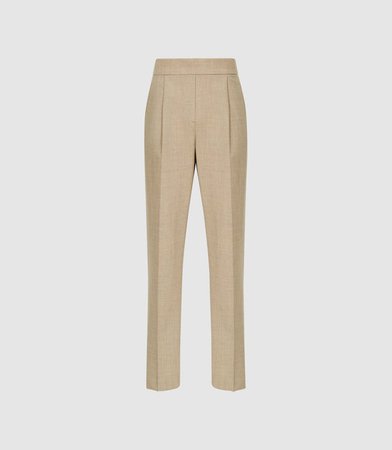 Jay Oatmeal Pleat Front Tailored Trousers – REISS