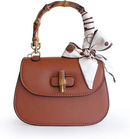 Amazon.com: Bamboo Handle Handbag Women Bamboo Shape Tote Shoulder Bag Purse with zipper (Brown) : Clothing, Shoes & Jewelry