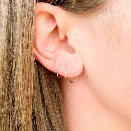 A Set of 3 Small Sterling Silver Hoops Huggie Hoop Earrings | Etsy