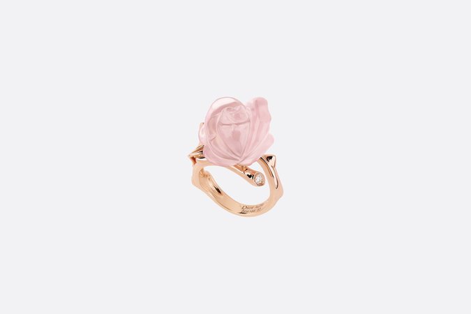 Small Rose Dior Pré Catelan Ring Rose Gold, Diamond and Pink Quartz | DIOR