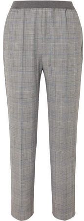 Prince Of Wales Checked Twill Straight-leg Pants - Gray
