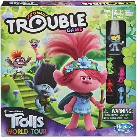 Amazon.com: Trouble: DreamWorks Trolls World Tour Edition Board Game for Kids Ages 5 and Up; Includes Tiny Diamond Figure with Hair, Model:E8906: Toys & Games