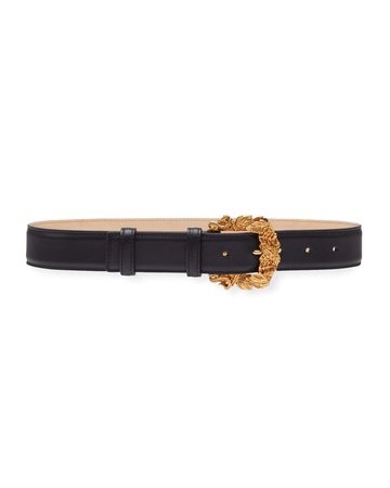 Versace Collection Leather Baroque-Buckle Belt | Neiman Marcus
