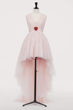 Lace Dress with Train - Pink