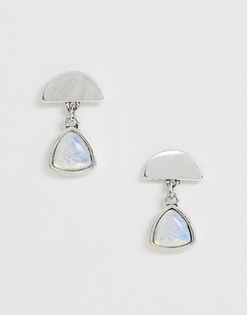 Glamorous Exclusive silver moonstone drop earrings | ASOS