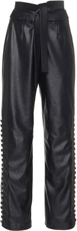 MATERIEL Button-Detailed Faux Leather Pants
