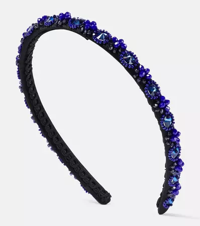 Embellished Silk Headband in Black - Erdem | Mytheresa