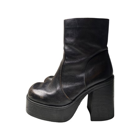 vintage steve madden black chunky platform heels