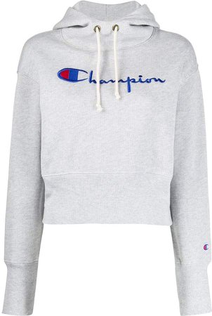 embroidered logo cropped hoodie