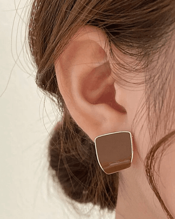 brown square earrings