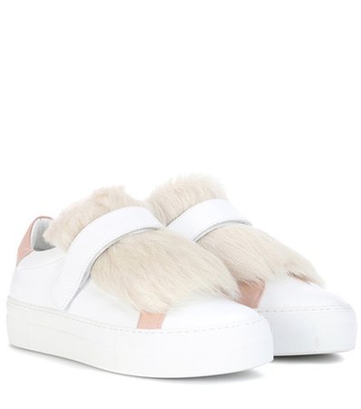 Victoire fur-trimmed leather sneakers