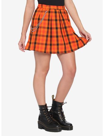 Orange Plaid Pleated Skirt | Hot Topic