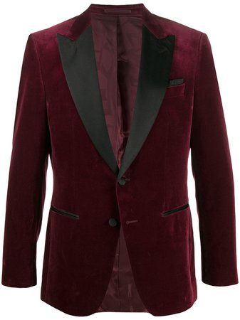 Red Boss Satin-Trimmed Velvet Blazer | Farfetch.com