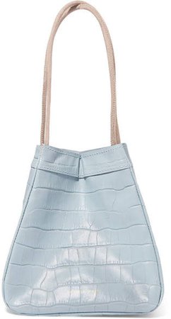 REJINA PYO - Rita Croc-effect Leather Bucket Bag - Sky blue