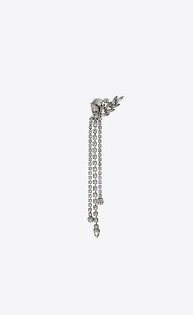 Saint Laurent SMOKING Ear Jewelry In Silver Toned Brass And White Crystals | YSL.com