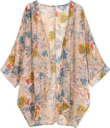 Olrain Women's Sheer Chiffon Loose Kimono Cardigan Capes (Large, Black-1) at Amazon Women’s Clothing store