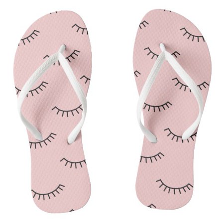 Trendy Pastel Pink & Black Eyelash Pattern Flip Flops | Zazzle.com
