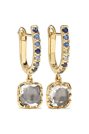 Larkspur & Hawk | Caprice Elements 14-karat gold, quartz and sapphire earrings | NET-A-PORTER.COM