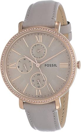 Amazon.com: Fossil Women's Jacqueline Quartz Stainless Steel and Eco Leather Multifunction Watch, Color: Rose, Grey (Model: ES5097) : Clothing, Shoes & Jewelry