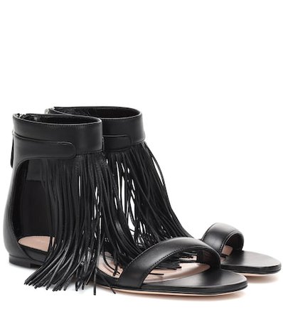Fringed leather sandals