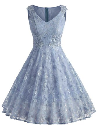 2018 Sleeveless A Line Full Lace Dress BLUE ANGEL L In Lace Dresses Online Store. Best Vintage Skirt For Sale | DressLily.com