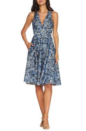 Dress the Population Sally Embroidered Sequin Fit & Flare Dress | Nordstrom