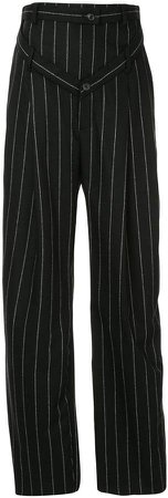 pinstriped wide leg trousers