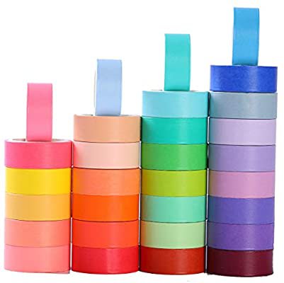 Amazon.com: 30 Rolls 15mm Wide Washi Masking Tape Set, Colourful Rainbow Tape，Decorative Writable Craft Tape for DIY Scrapbook Designs