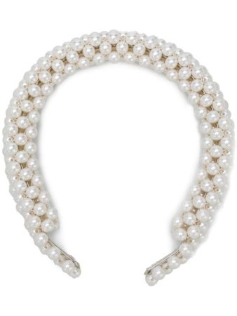 Shrimps Antonia Faux-Pearl Embellished Headband ANHBBCREAM13SH Neutral | Farfetch