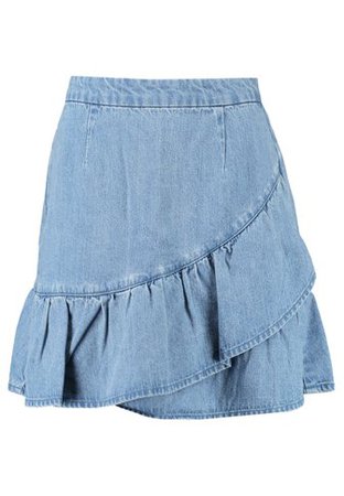 Vero Moda VMPENNY SHORT RUFFLE SKIRT - A-line skirt - light blue denim - Zalando.co.uk