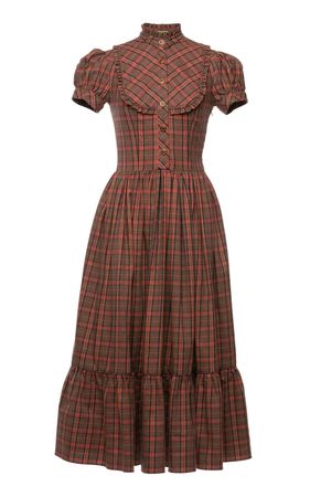 Lena Hoschek | Red & Brown Victorian Plaid Dress