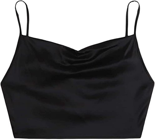 Verdusa Women's Tied Backless Knot Bow V Neck Sleeveless Satin Crop Cami Top at Amazon Women’s Clothing store