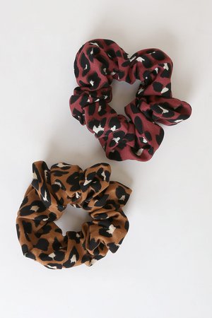 Leopard Print Scrunchies - Scrunchie Set - 2 Ponytail Holders - Lulus