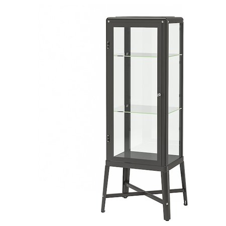 FABRIKÖR Glass-door cabinet - dark gray - IKEA