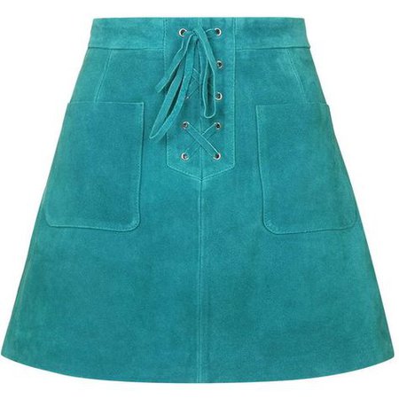 Topshop Blue suede lace up skirt
