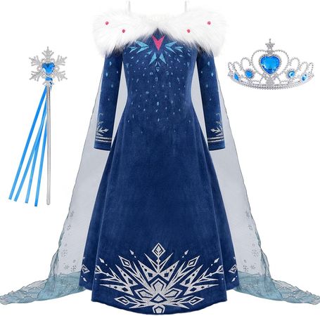 Amazon.com: knemmy Elsa Costume for Girl Elsa Dress Frozen Cosplay Outfit Snow Princess Dress Up Halloween Birthday Party Outfit (4(120)) : Clothing, Shoes & Jewelry