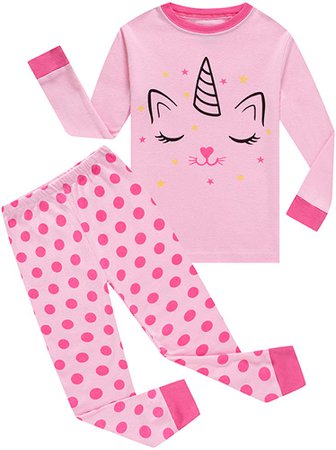 Amazon.com: Unicorn Little Girls Pajamas for Kids 100% Cotton Pjs Toddler Size 3T: Clothing