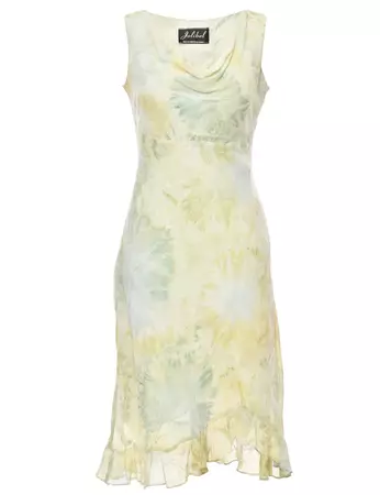 Women's Pale Yellow & Light Green Floral Dress Green, L | Beyond Retro - E00893883