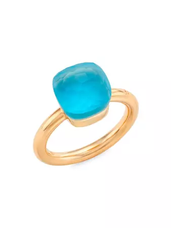 Pomellato Nudo Gelè Classic Sky Blue Topaz, Turquoise, Mother-Of-Pearl 18K Rose Gold & 18K White Gold Ring