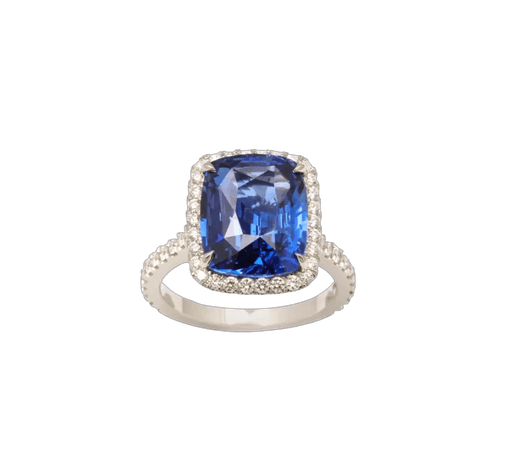 7 Carat Blue Sapphire and Diamond Ring