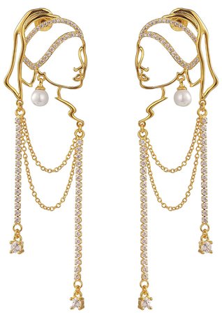 diamond gold and pearl parure earrings
