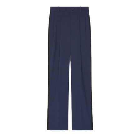 Gucci - Wool pant with label in Dark Blue