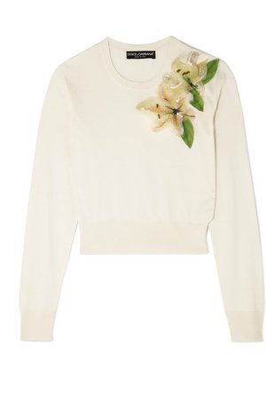Dolce & Gabbana | Embellished appliquéd silk sweater | NET-A-PORTER.COM