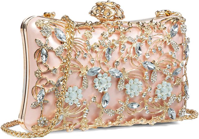 Evening Handbags，Clutch Purses for Women Crystal Evening bags Party Fancy Prom Purse Floral Bridal Clutch Purses Classy Pink: Handbags: Amazon.com