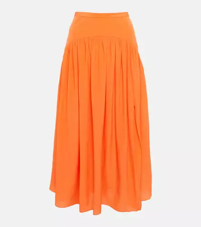 Silk Crepe Midi Skirt in Orange - Marni | Mytheresa