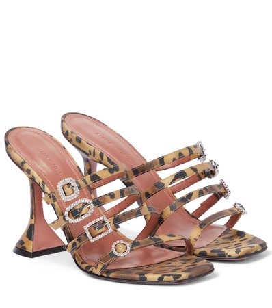 Amina Muaddi - Robyn leopard-print satin sandals | Mytheresa