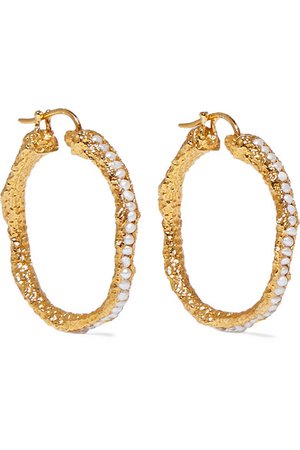 Pacharee | Medium gold-plated pearl hoop earrings | NET-A-PORTER.COM